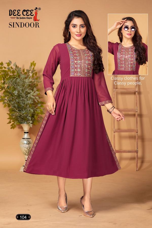 Deecee Sindoor Flaired Long Naira Cut Kurti Collection